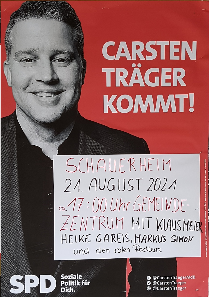 Read more about the article Carsten Träger (SPD) in Schauerheim am 21.08.2021