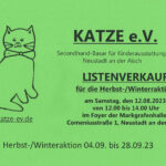Katze e.V. Listenverkauf für die Herbst-/Winteraktion