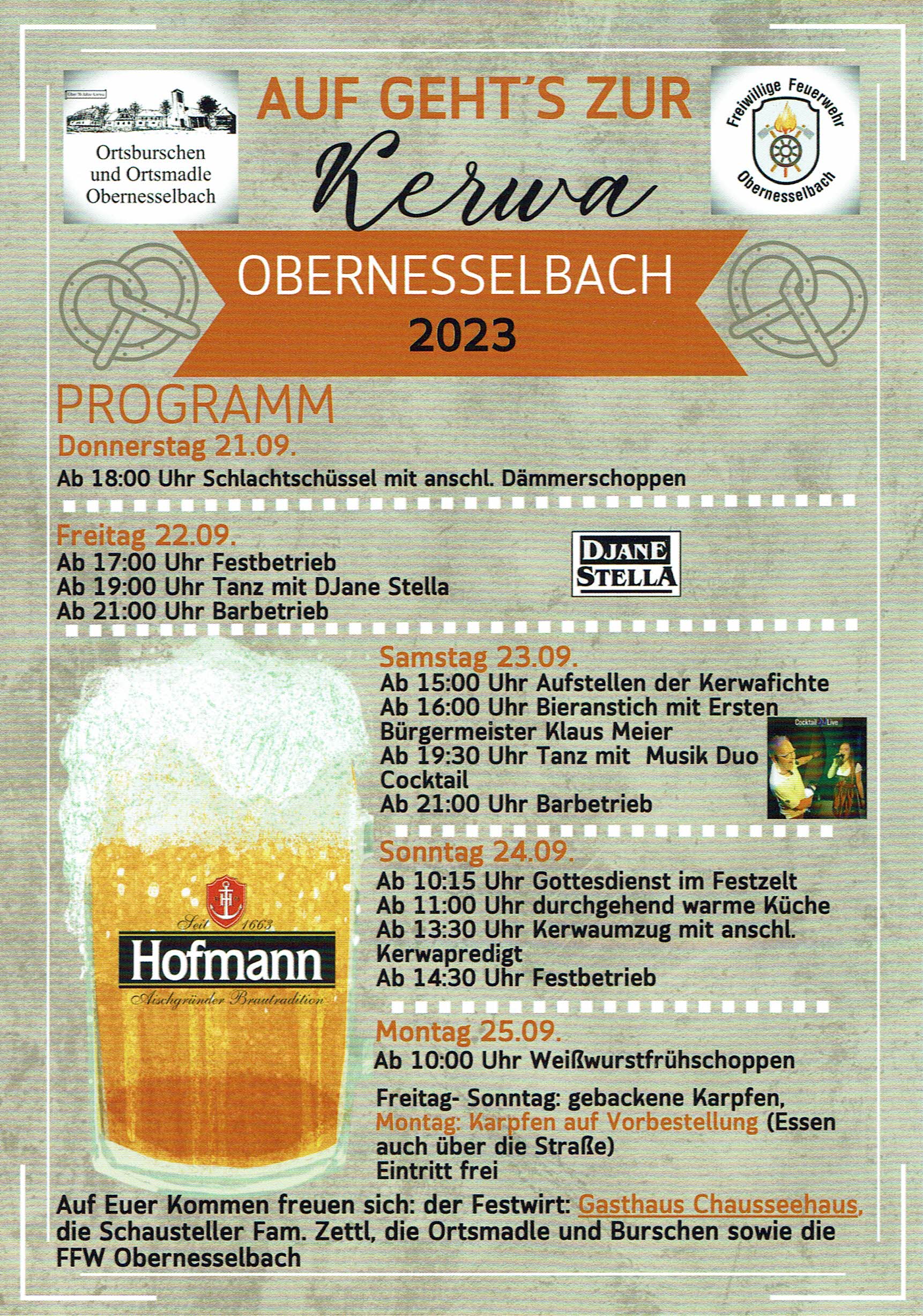 Flyer Kirchweih Obernesselbach 2023