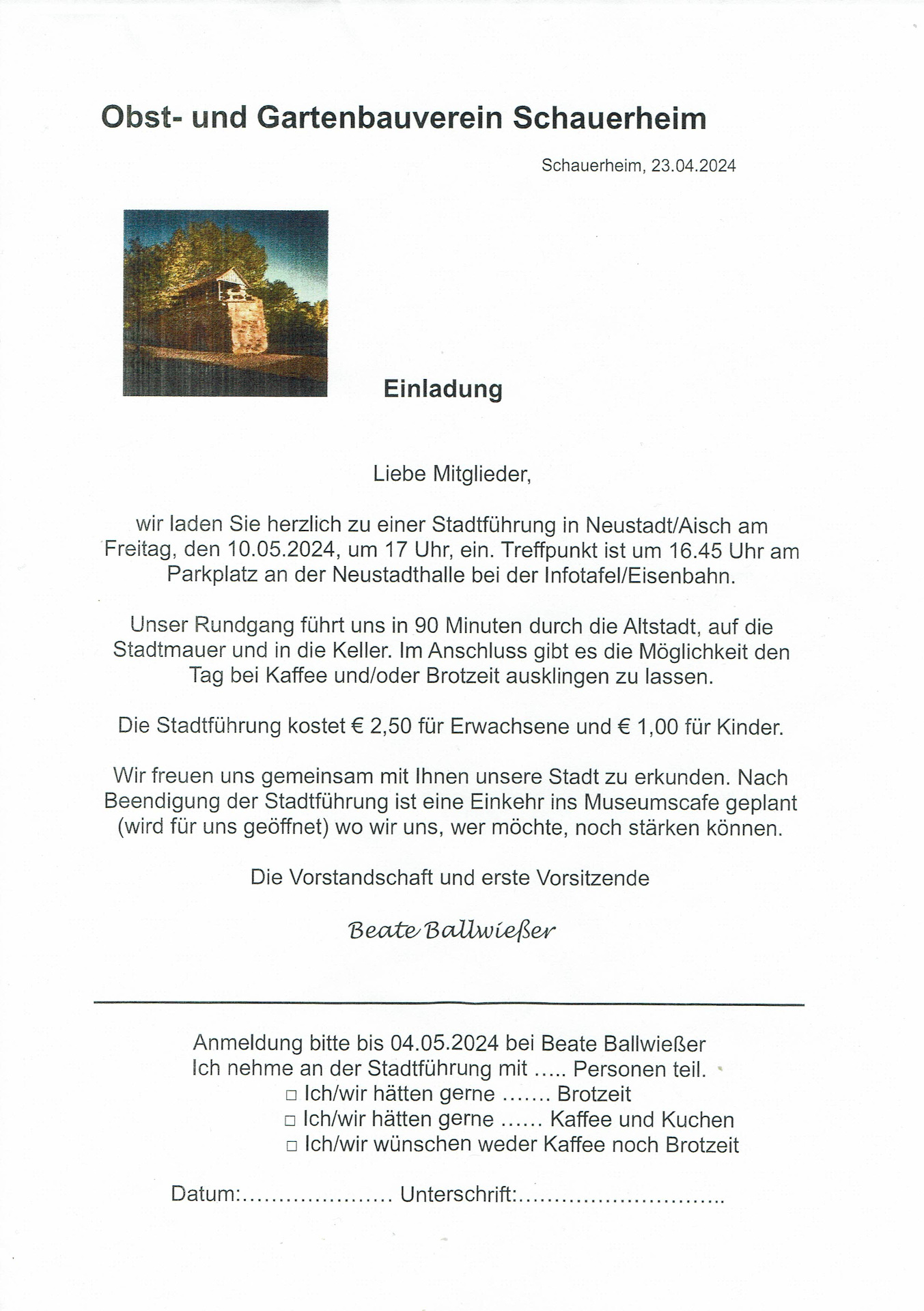 Einladung zur Stadtführung in Neustadt 2024