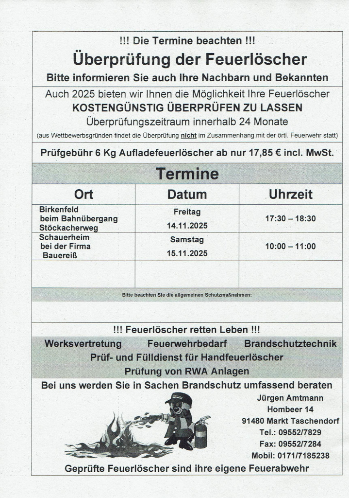 Überprüfung Feuerlöscher