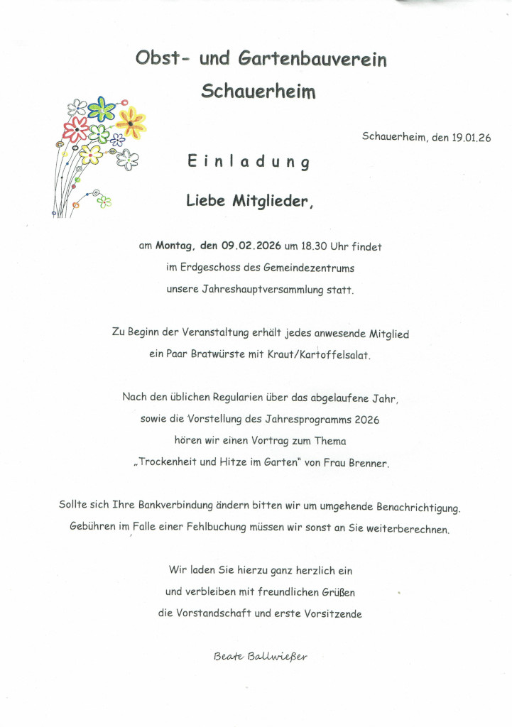 Einladung Jahreshauptversammlung 2026 GBV