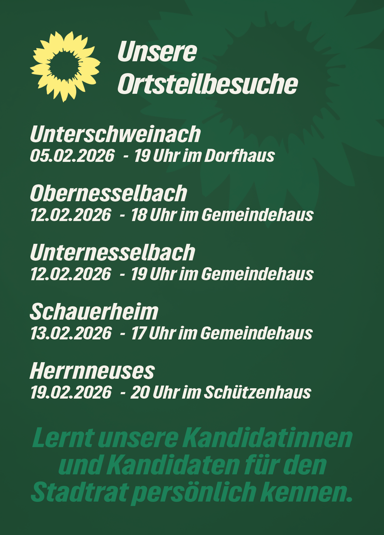 Kommunalwahl 2026 Bündnis 90 - Die Grünen Termine