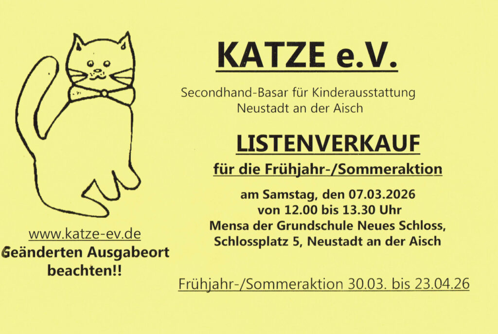 Katze Listenverkauf Frühjahr-/Sommeraktion 2026