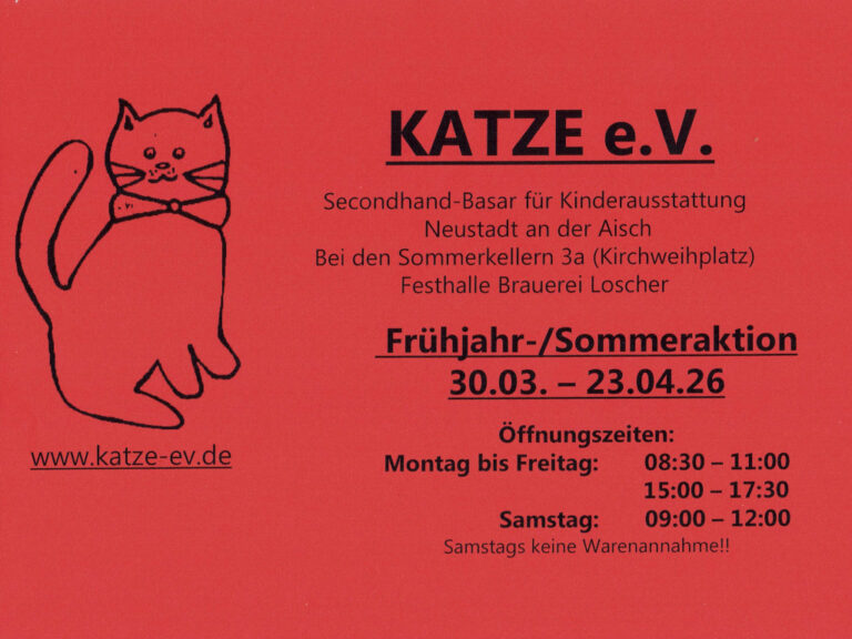 Mehr über den Artikel erfahren Aushang: KATZE e.V. Frühjahr-/Sommeraktion